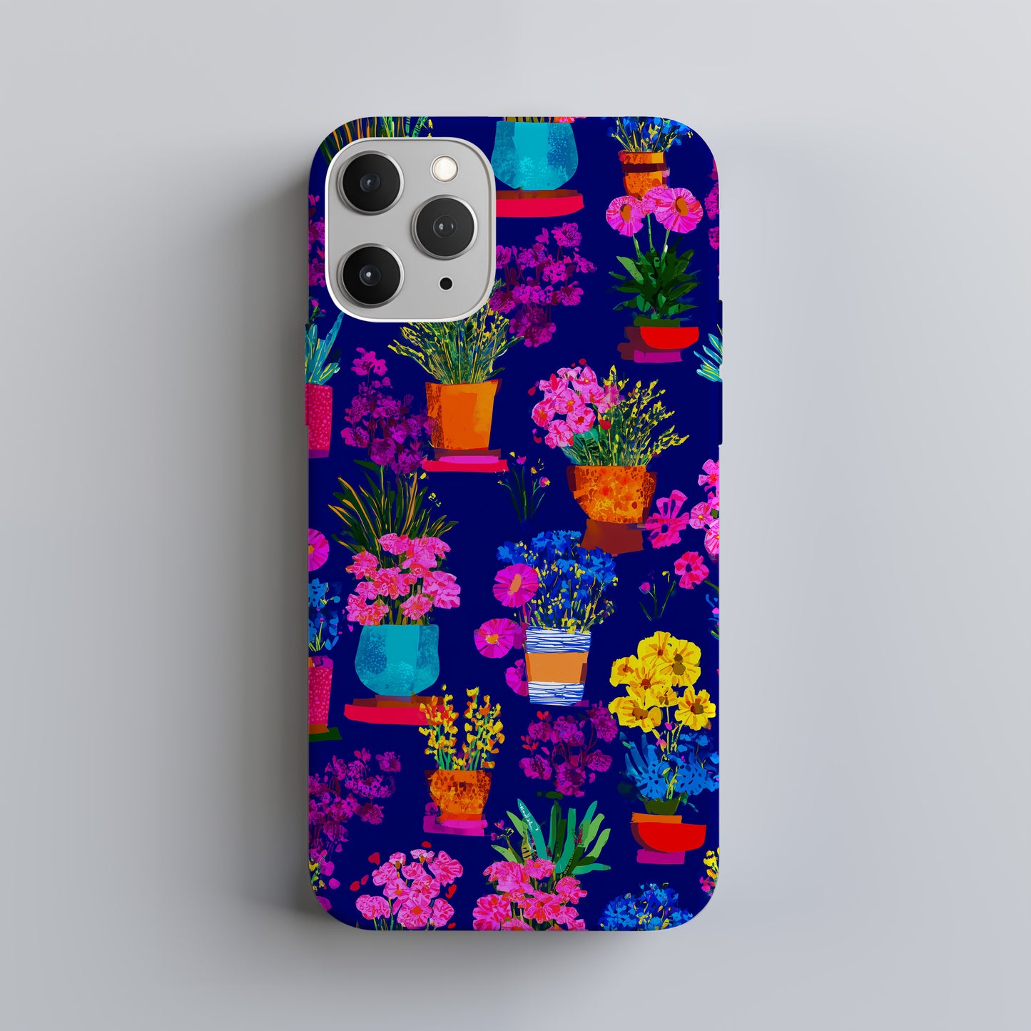 🌸 Midnight Garden Pots – Vibrant Floral Protective Phone Case 🌸