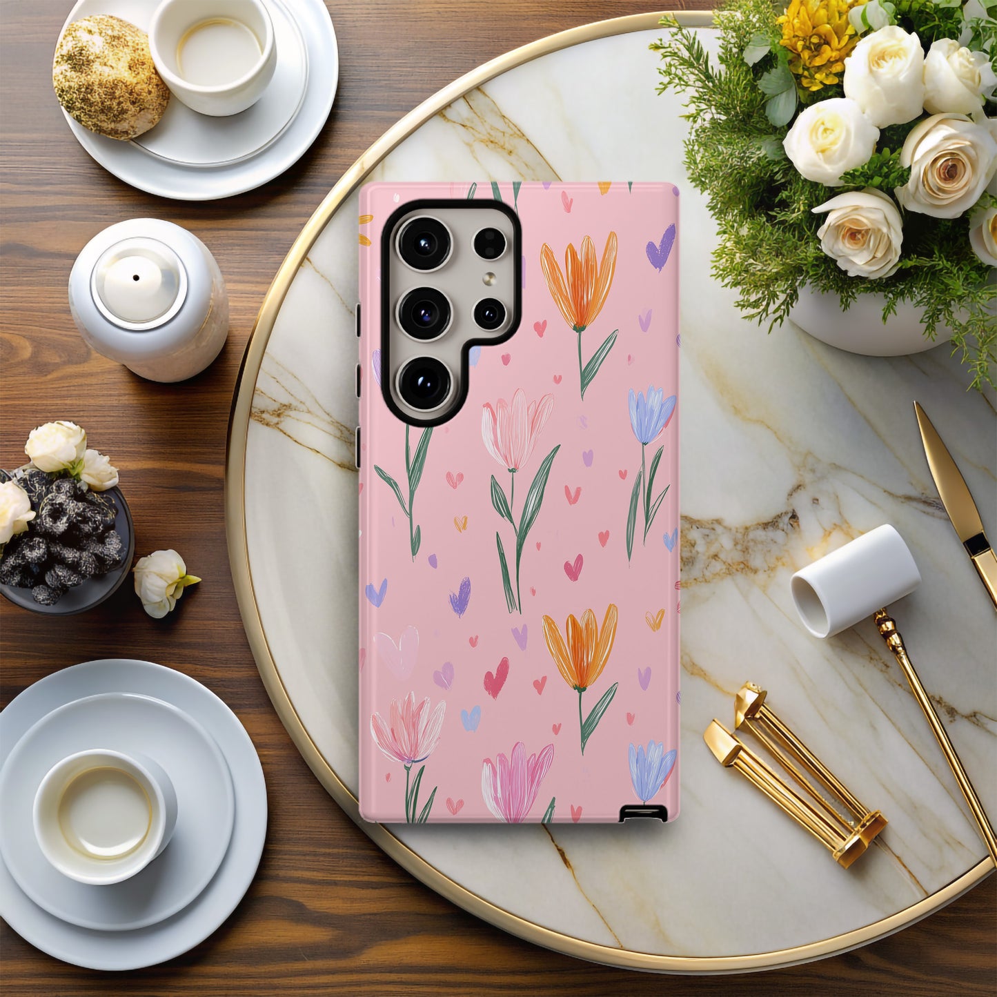 💕 Sweetheart Blooms – Pastel Floral Protective Phone Case 💕