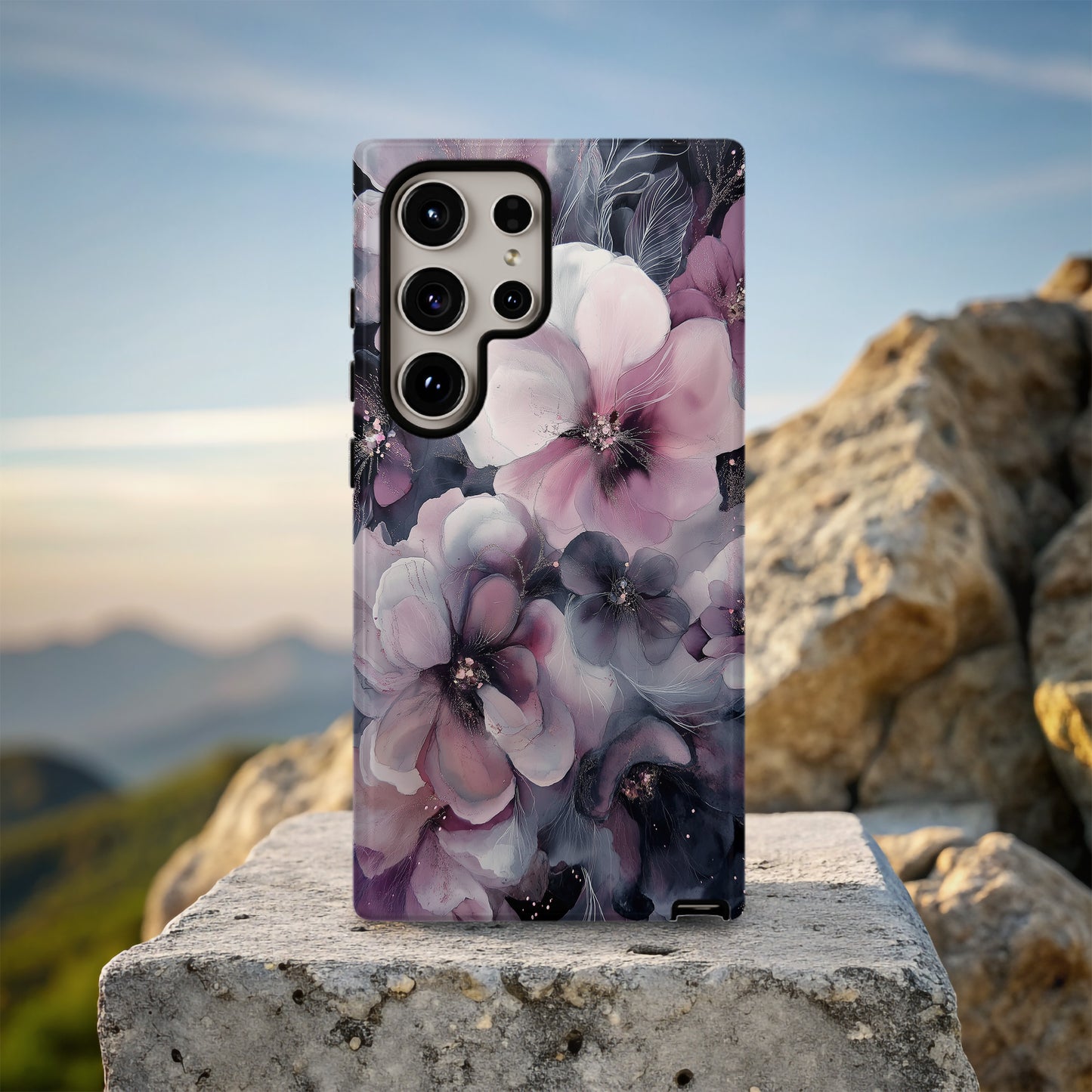 🌙 Midnight Bloom Luxe – Moody Floral Protective Phone Case 🌙