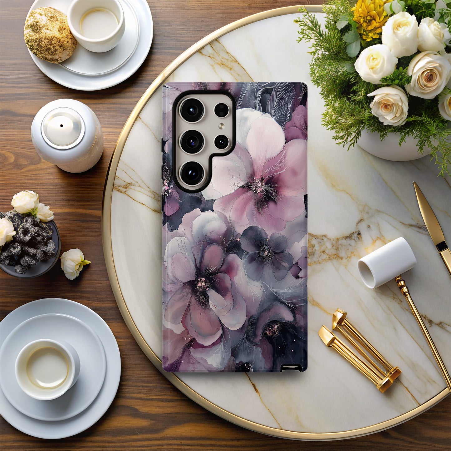 🌙 Midnight Bloom Luxe – Moody Floral Protective Phone Case 🌙
