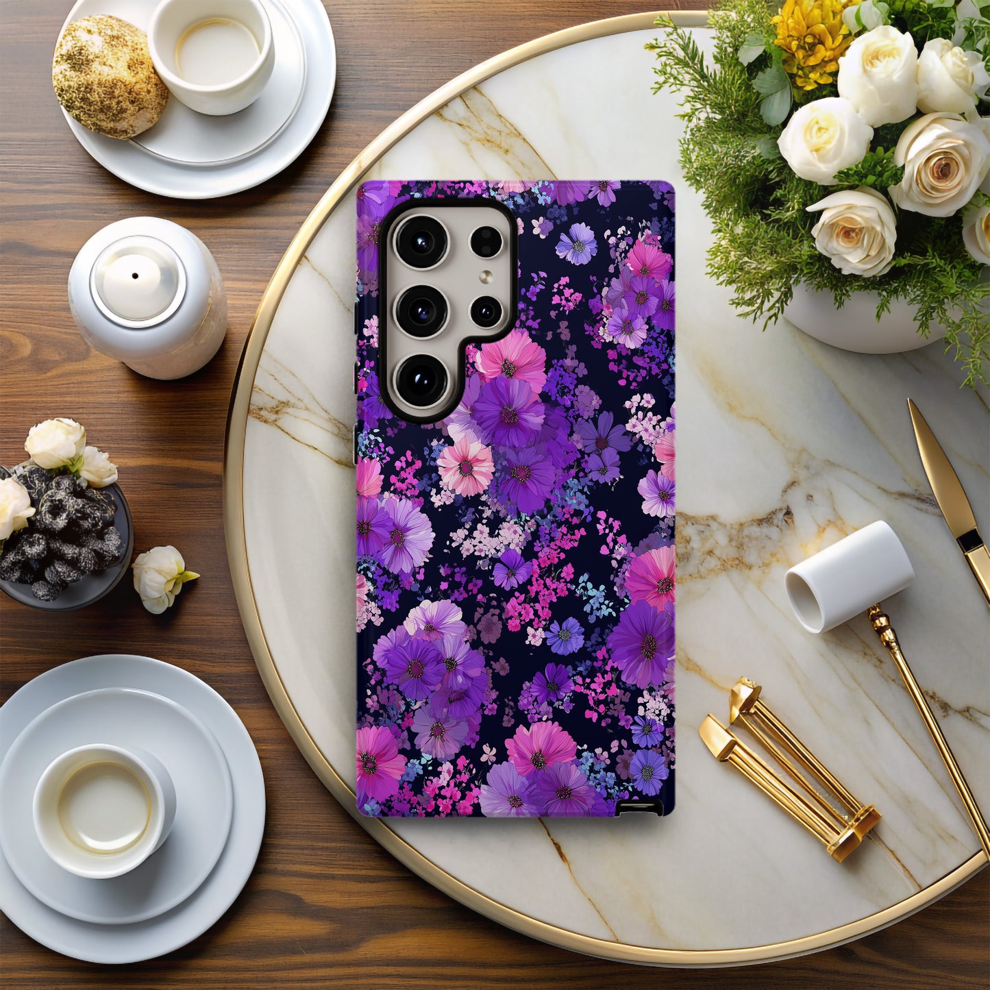 🌸 Midnight Bloom Floral Protective Phone Case
