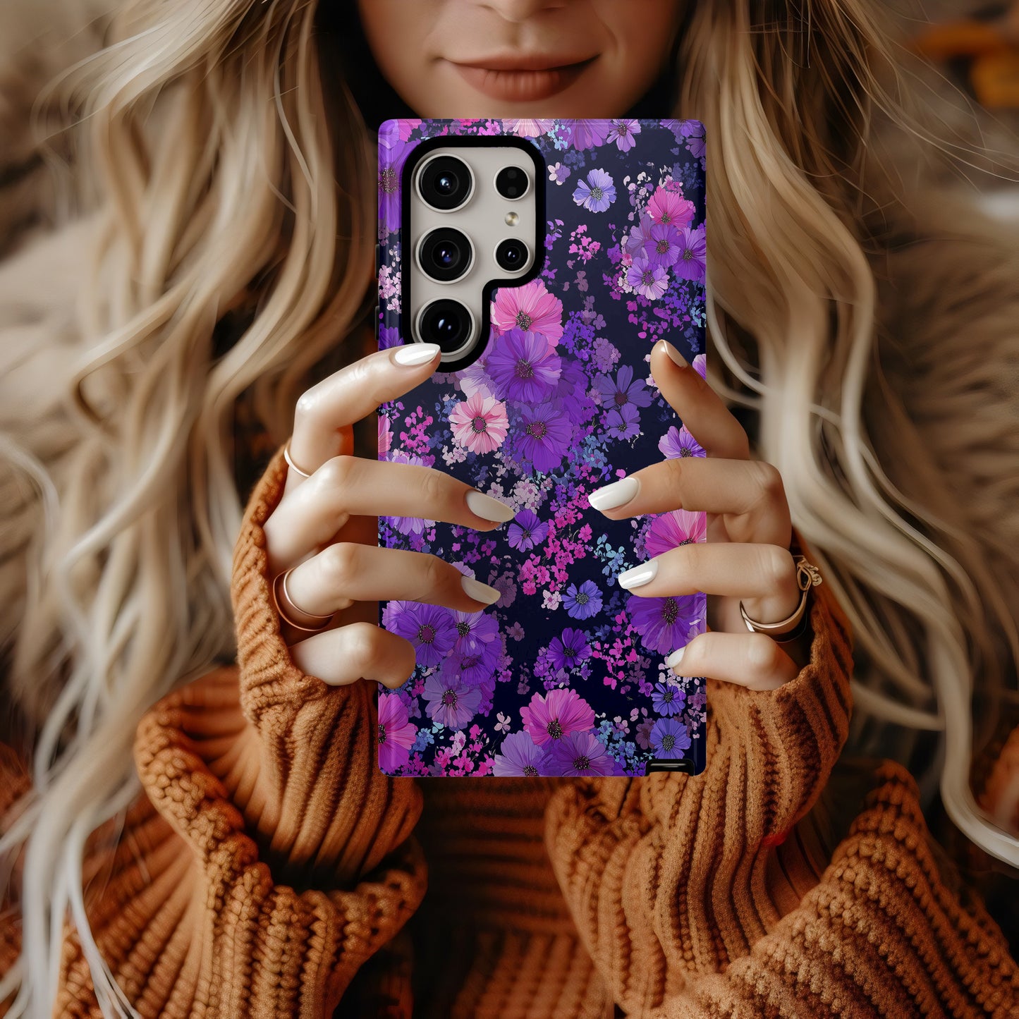 🌸 Midnight Bloom Floral Protective Phone Case