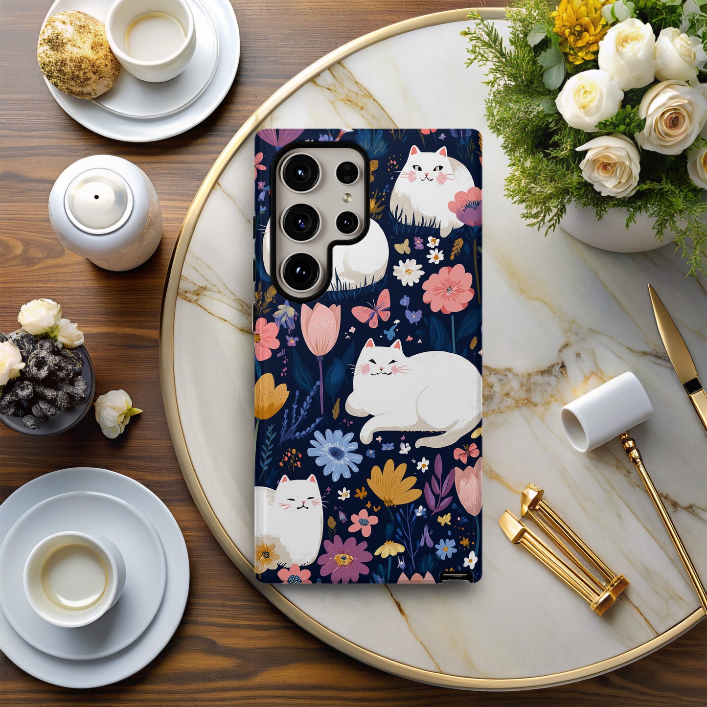 🐱 Moonlit Garden Cats Protective Phone Case