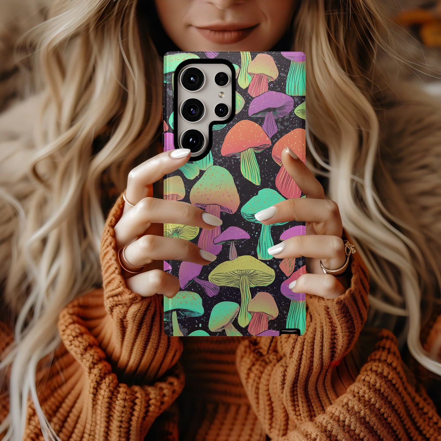 🍄 Cosmic Glow Mushroom Protective Phone Case