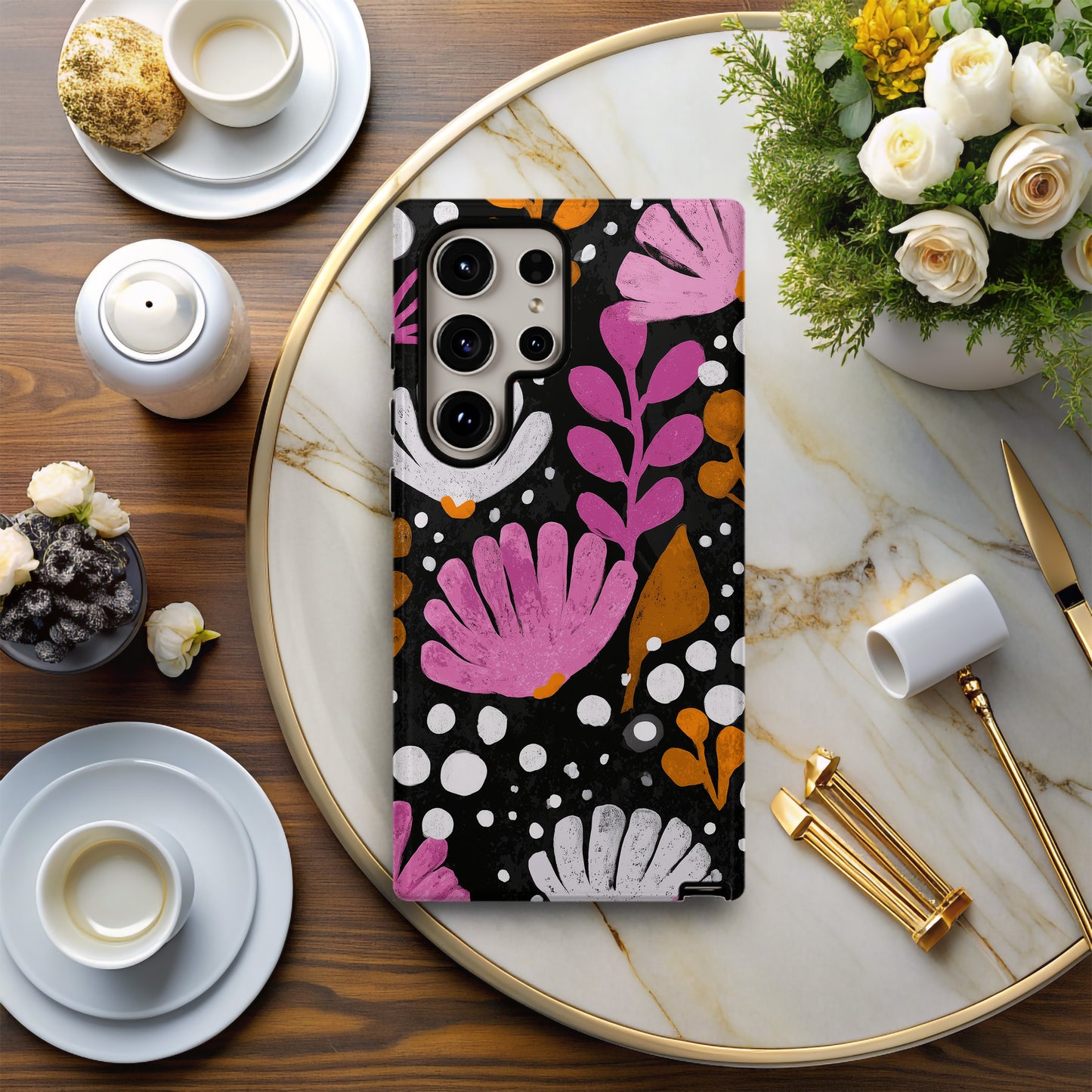 🌙 Midnight Folk Floral Protective Phone Case 🌙