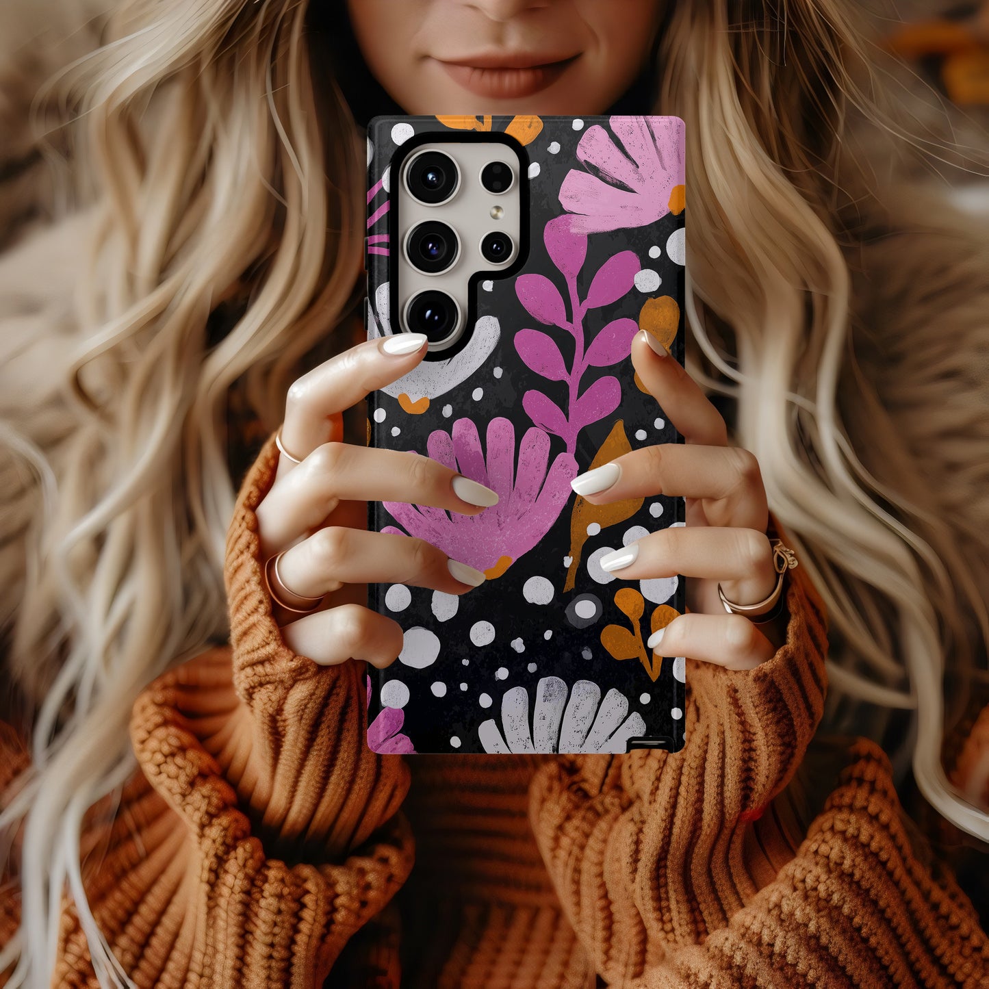 🌙 Midnight Folk Floral Protective Phone Case 🌙