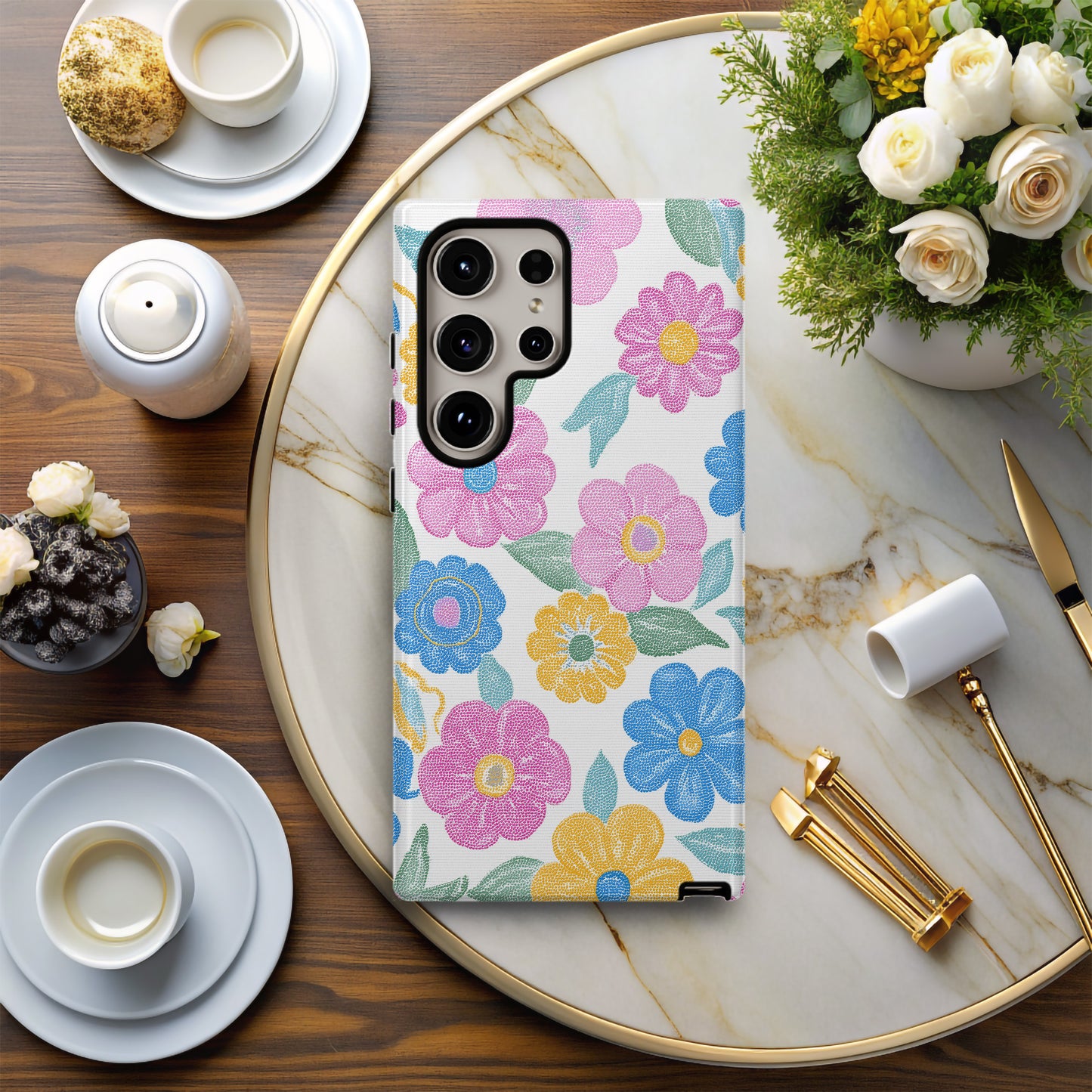 🌼 Retro Pop Bloom Protective Phone Case