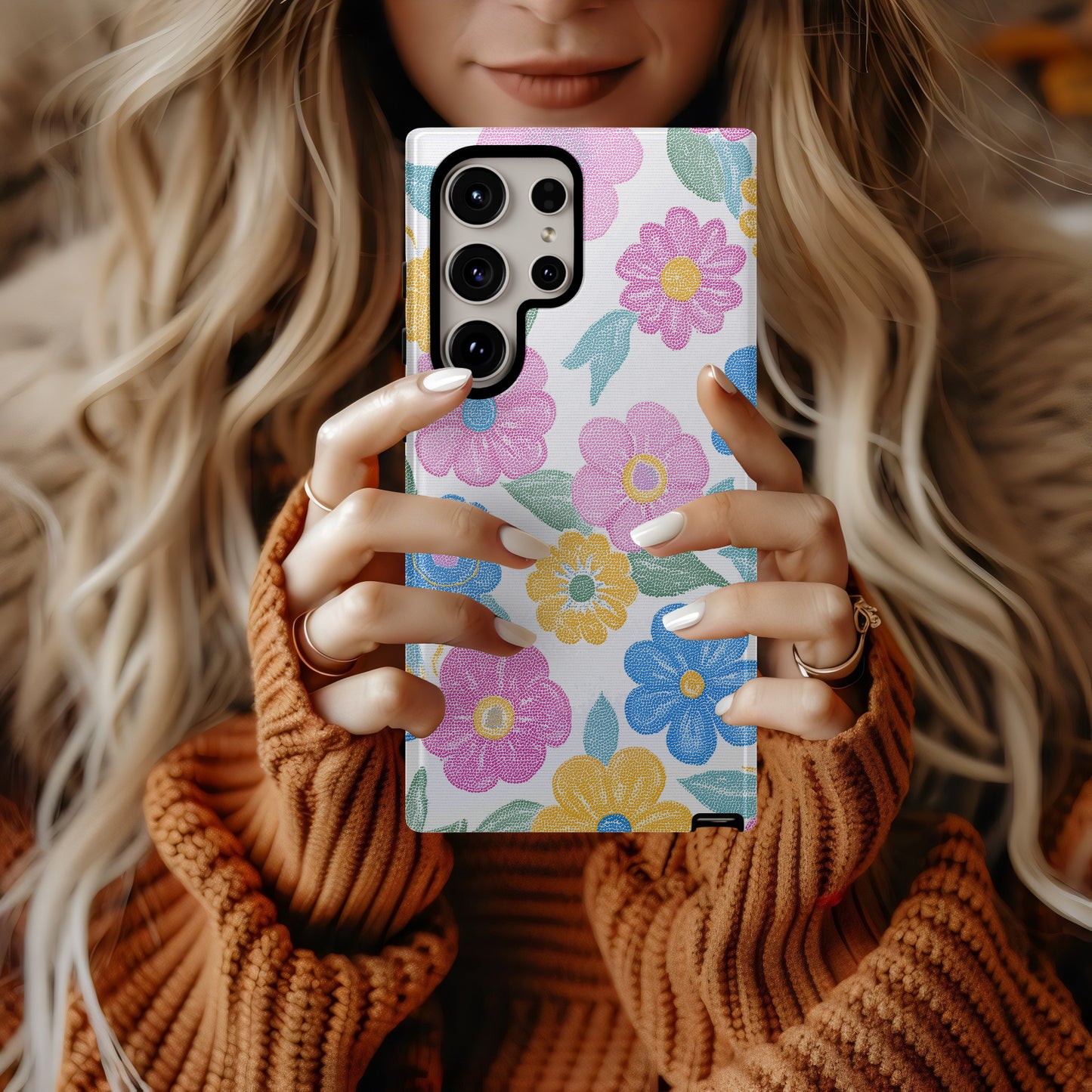 🌼 Retro Pop Bloom Protective Phone Case