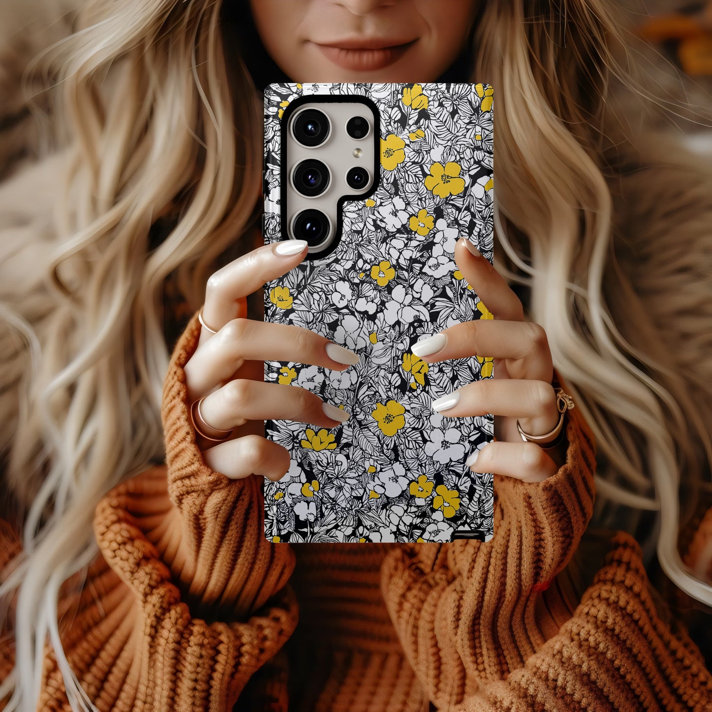 Golden Bloom Floral Phone Case