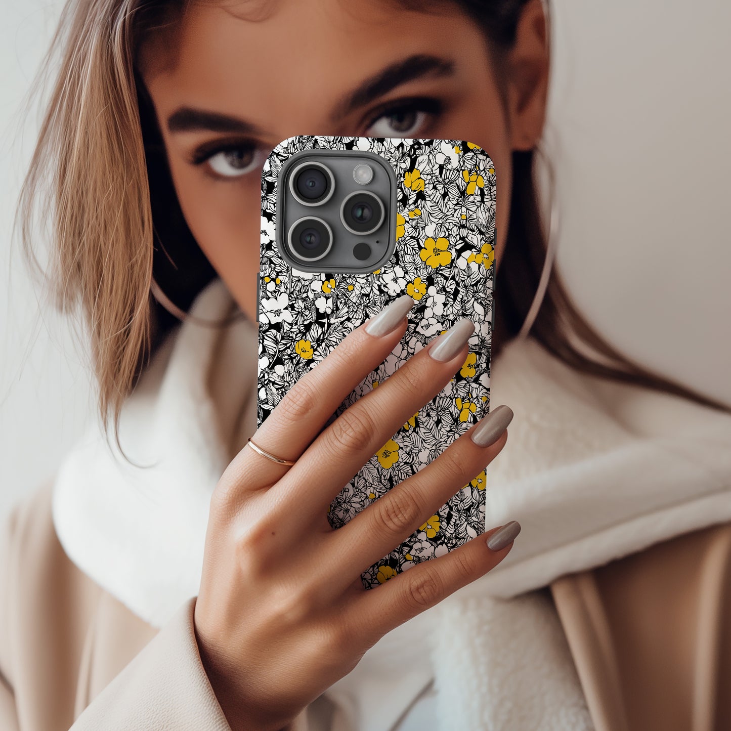 Golden Bloom Floral Phone Case
