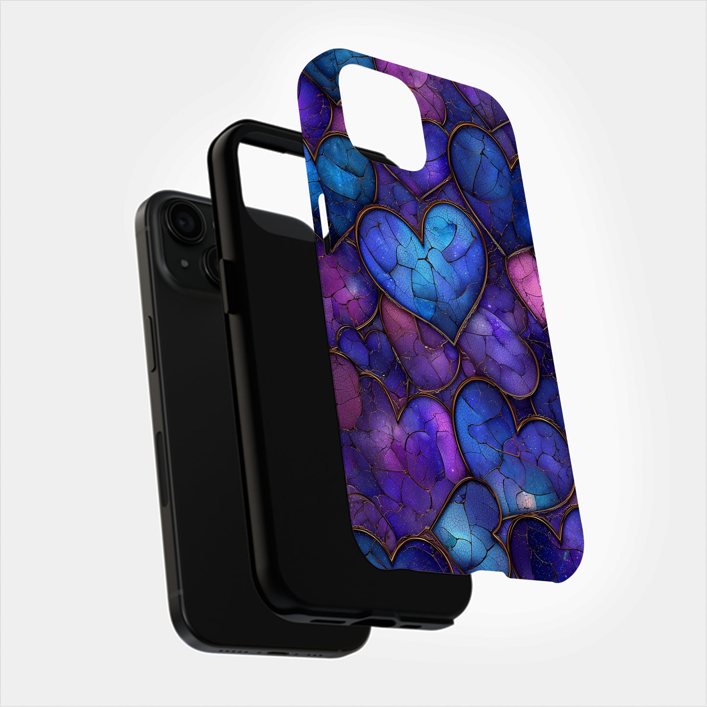 Galaxy Heart Aesthetic Phone Case – Purple & Blue Cosmic Love Design