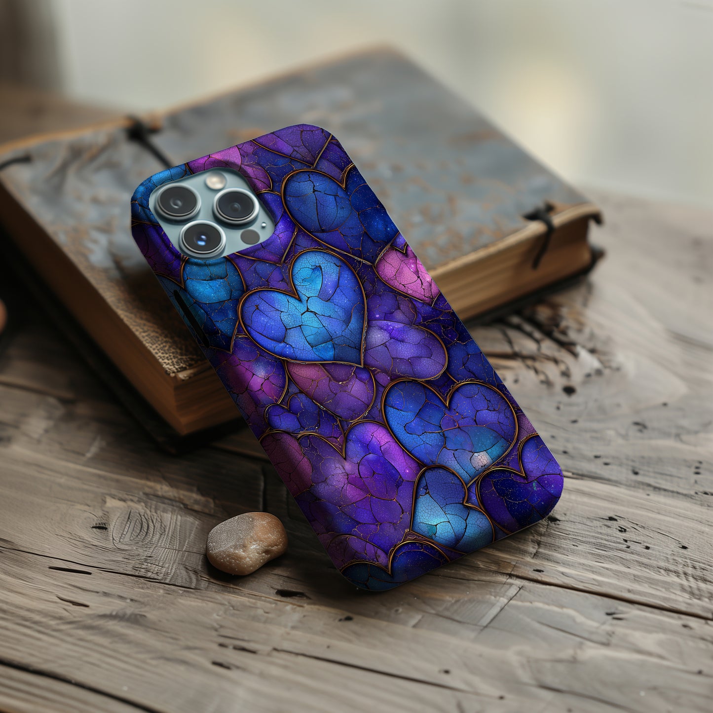 Galaxy Heart Aesthetic Phone Case – Purple & Blue Cosmic Love Design