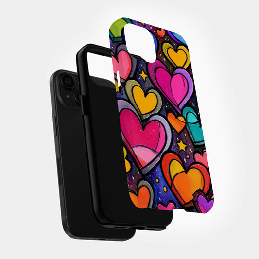 💖 Cosmic Pop Heart Collage Protective Phone Case