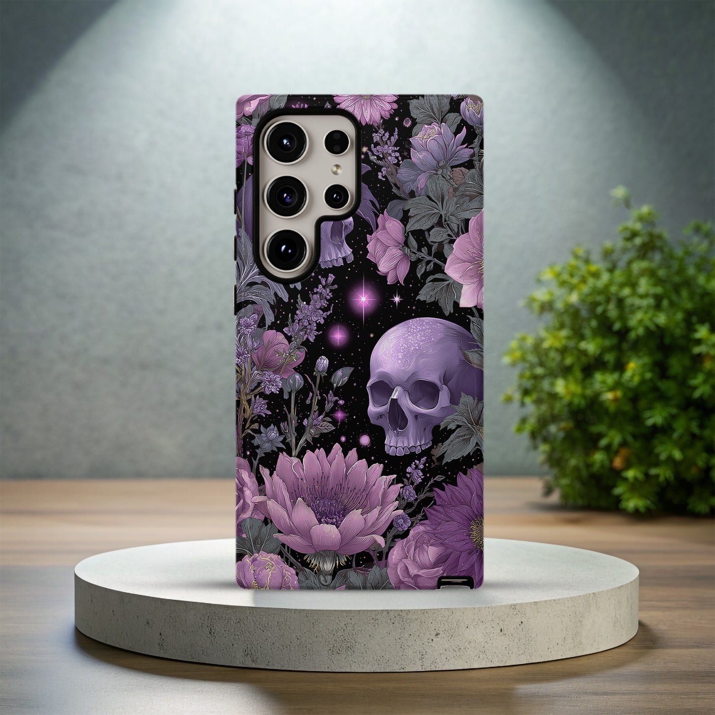 💀🌸 Midnight Bloom Skull Protective Phone Case