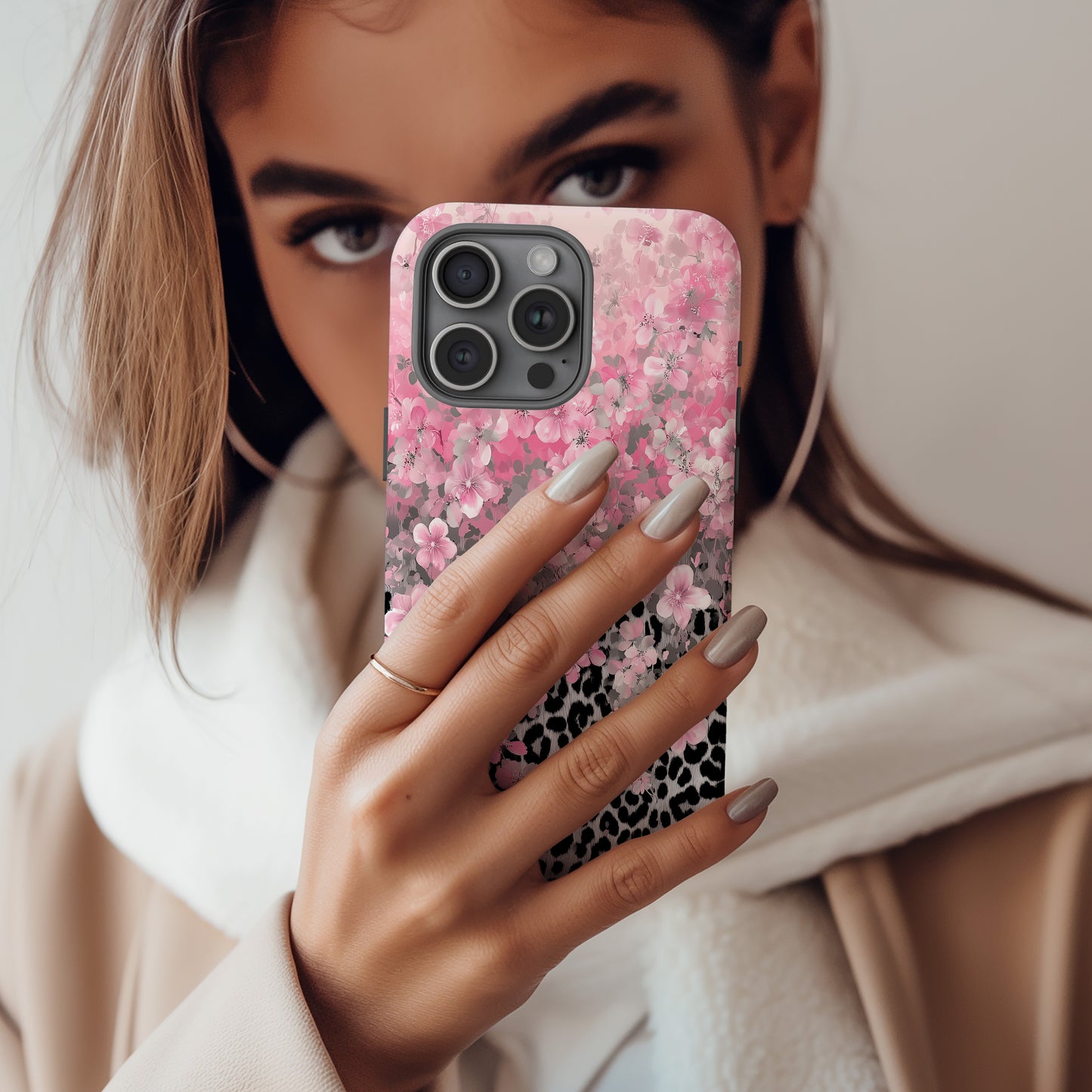 🌸🐆 Blush Bloom Leopard Protective Phone Case