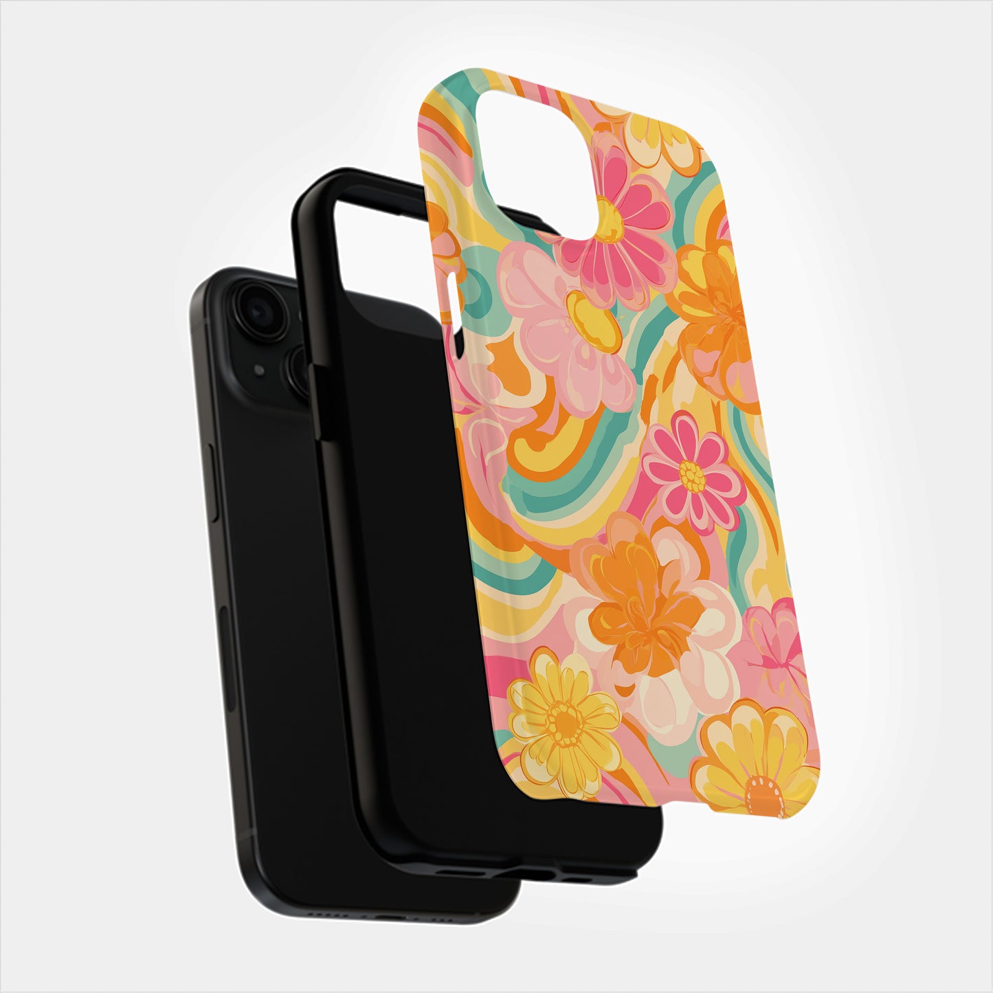 🌼 Retro Sunset Bloom Protective Phone Case