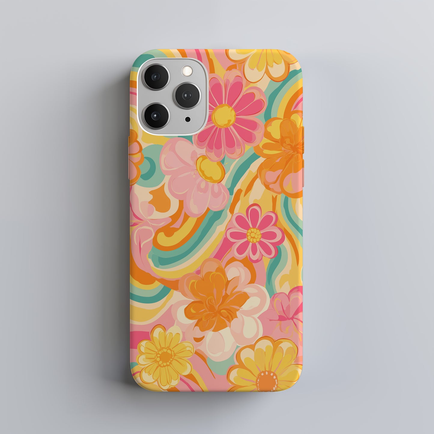 🌼 Retro Sunset Bloom Protective Phone Case