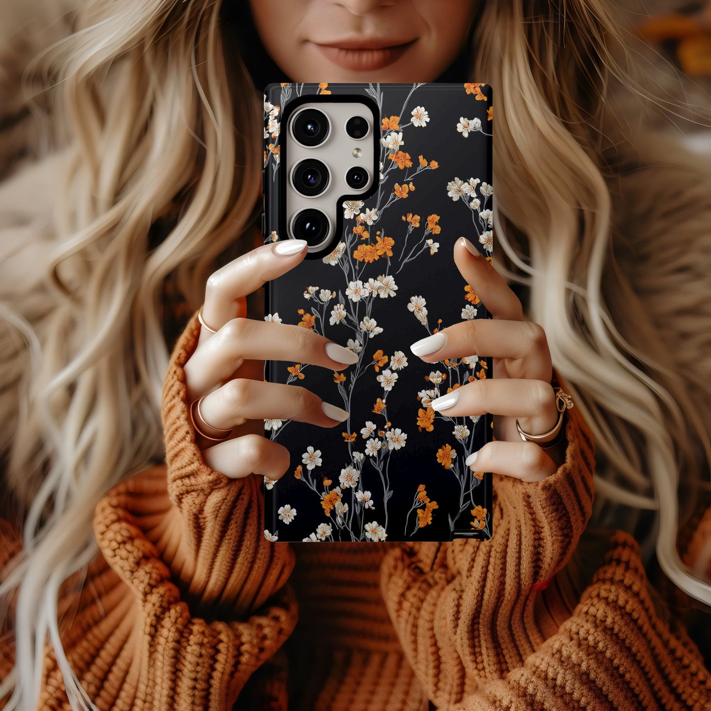 Midnight Bloom Floral Protective Phone Case