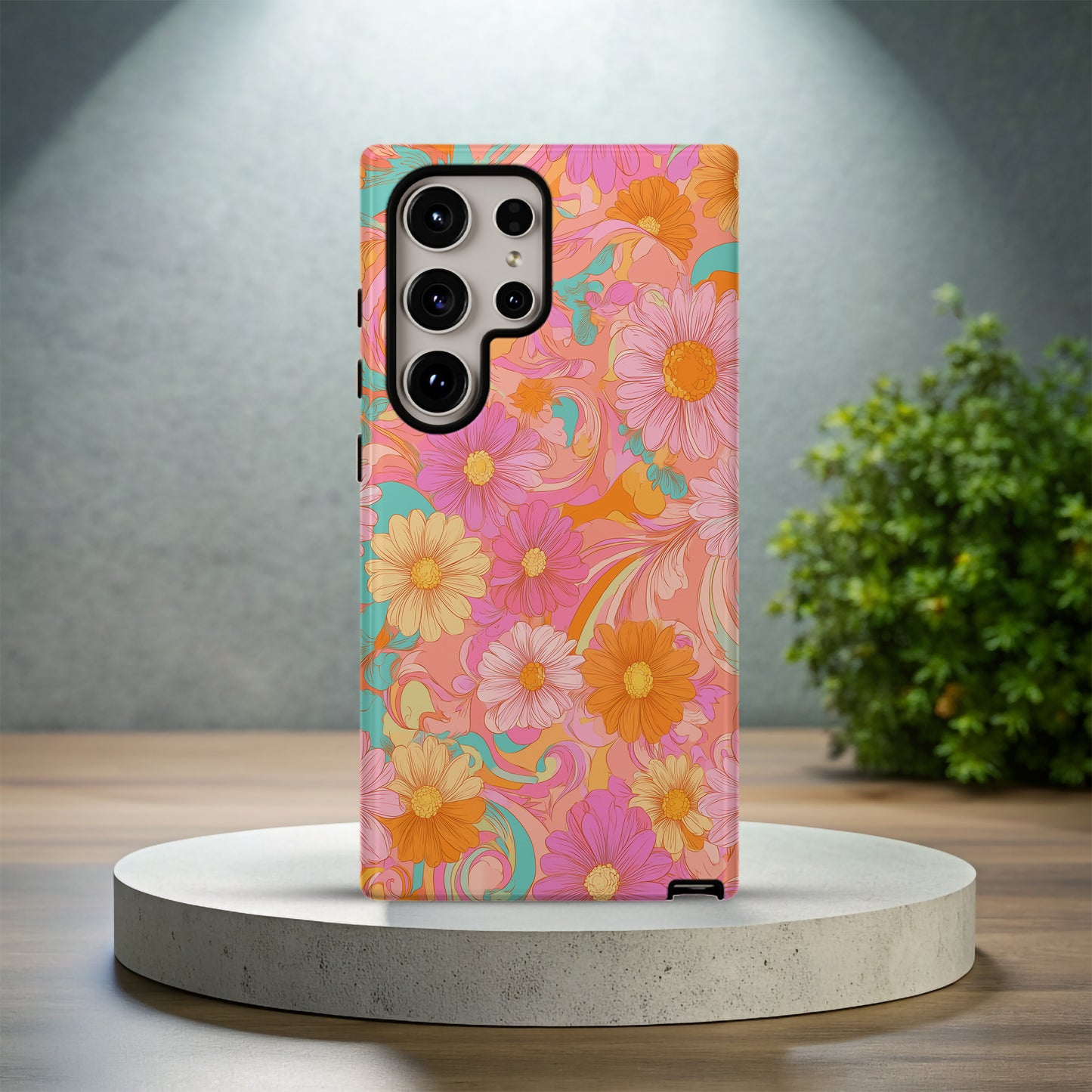 Retro Bloom Swirl Protective Phone Case