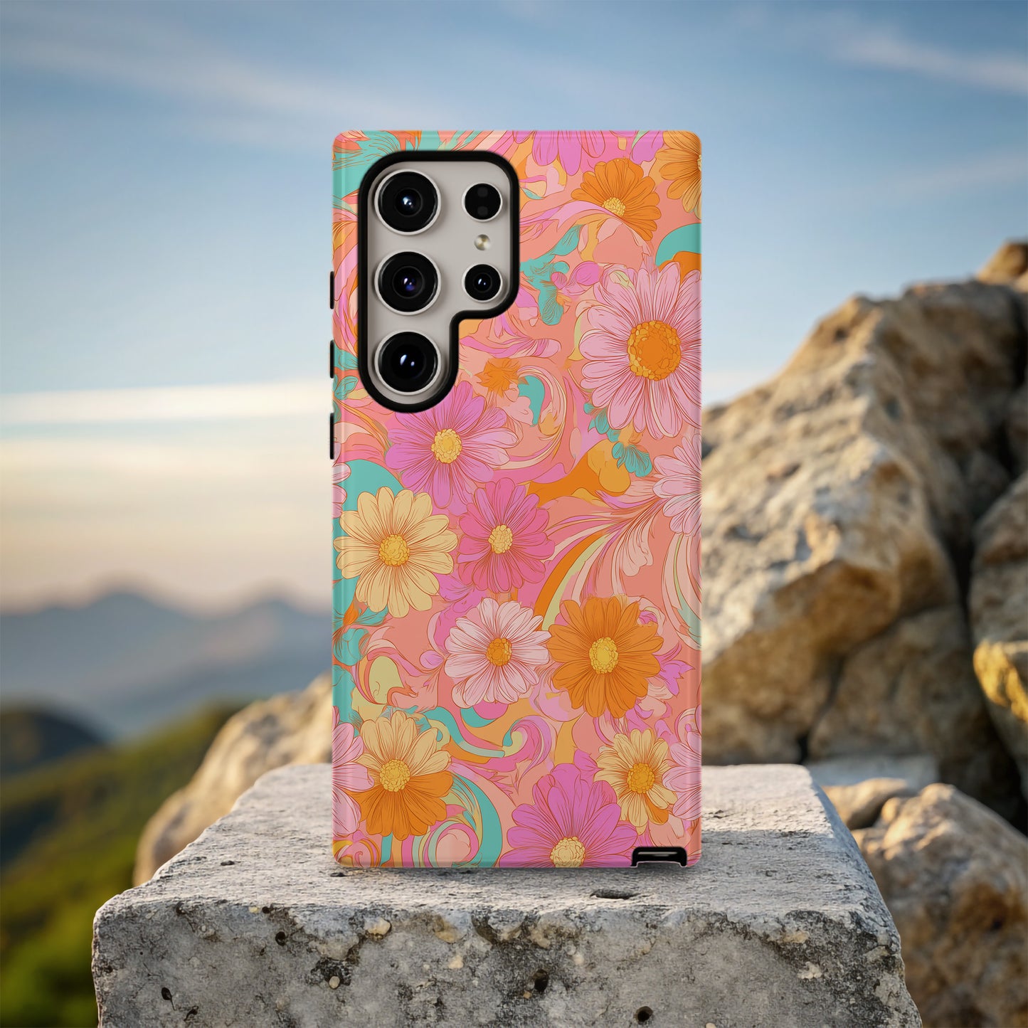 Retro Bloom Swirl Protective Phone Case