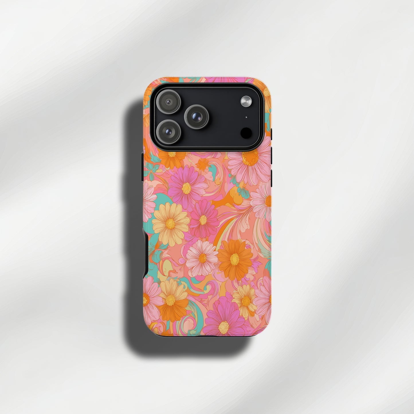 Retro Bloom Swirl Protective Phone Case