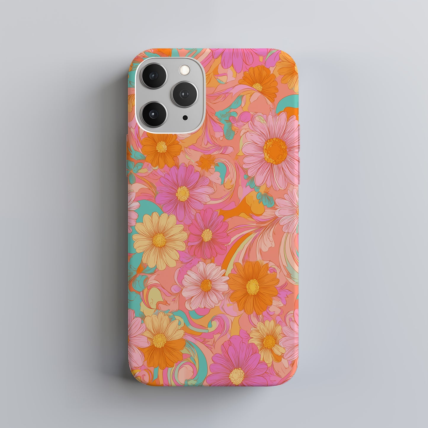 Retro Bloom Swirl Protective Phone Case