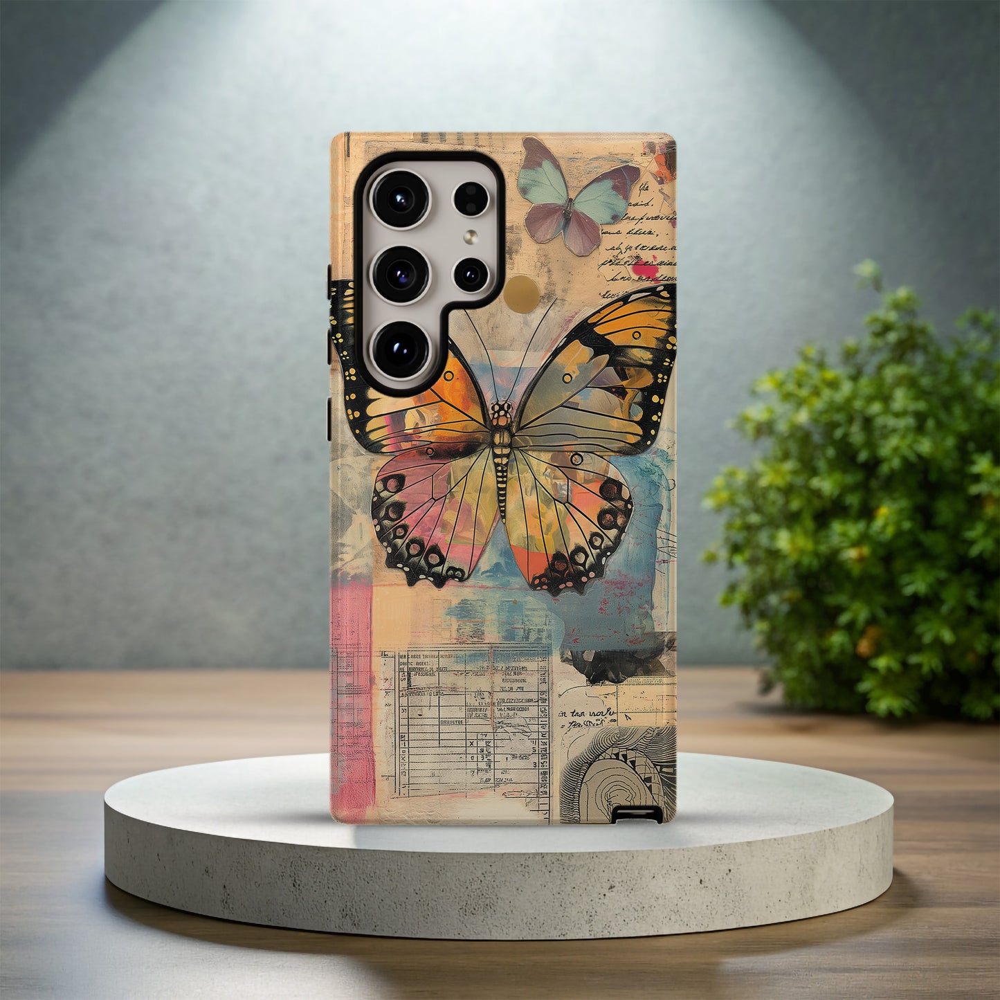 Vintage Monarch Butterfly Collage Protective Phone Case