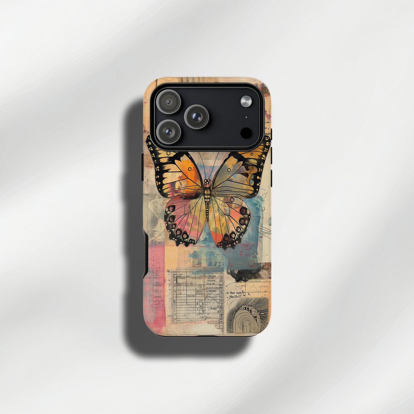 Vintage Monarch Butterfly Collage Protective Phone Case