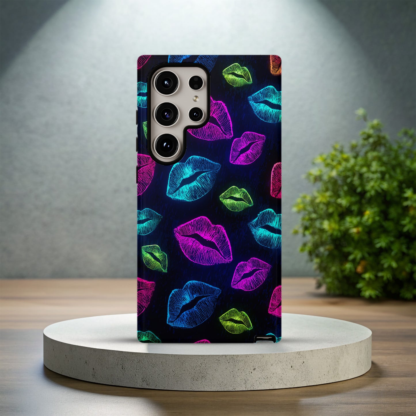 Neon Kiss Lips Protective Phone Case