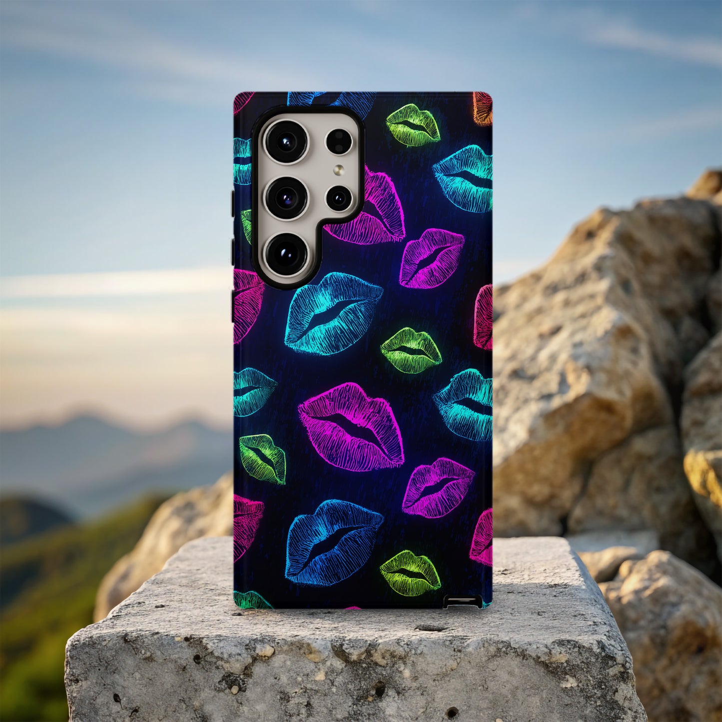 Neon Kiss Lips Protective Phone Case