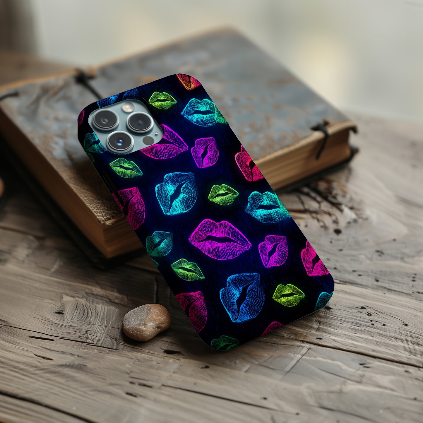 Neon Kiss Lips Protective Phone Case