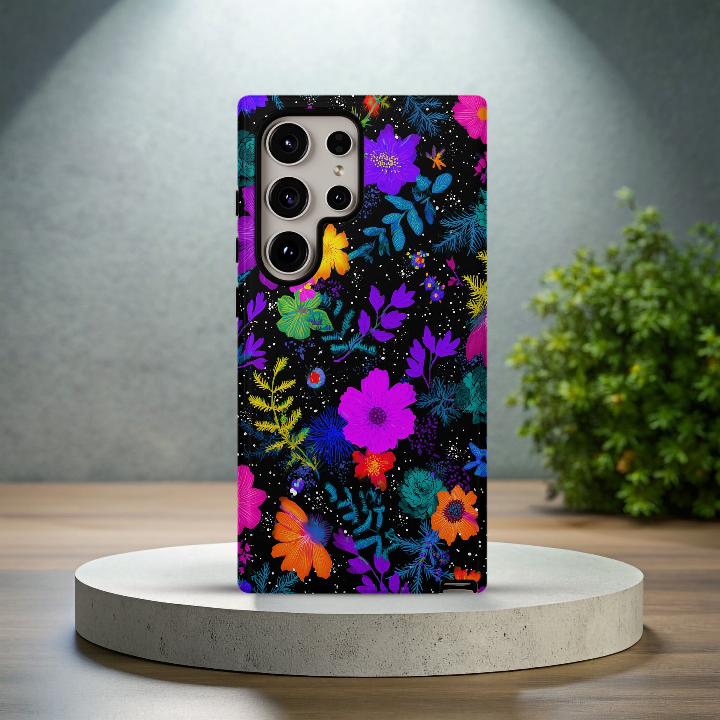 Neon Midnight Bloom Protective Phone Case