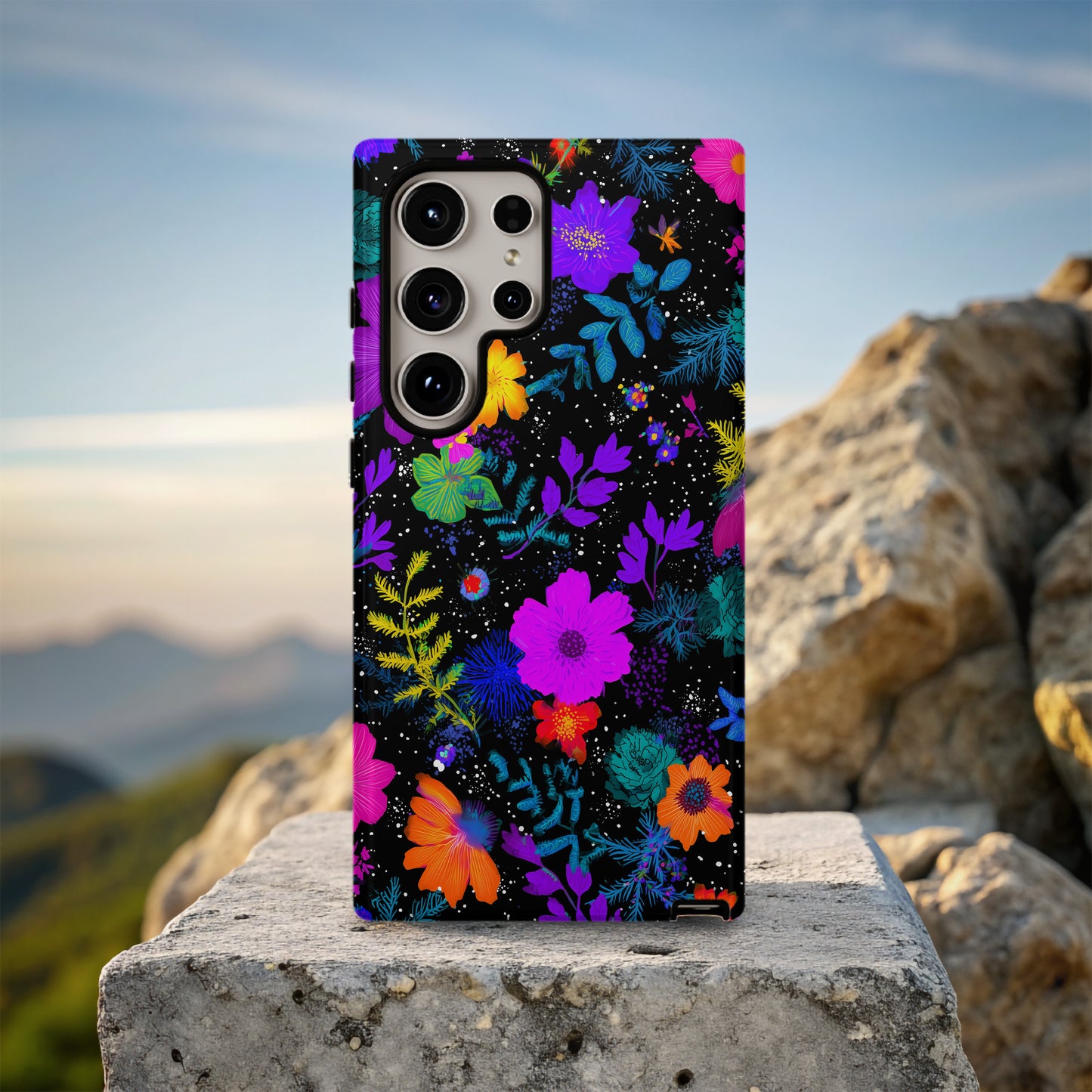 Neon Midnight Bloom Protective Phone Case