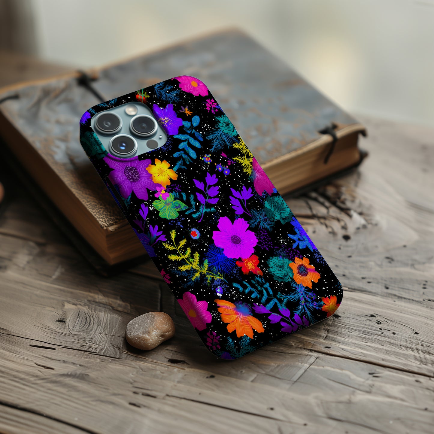 Neon Midnight Bloom Protective Phone Case