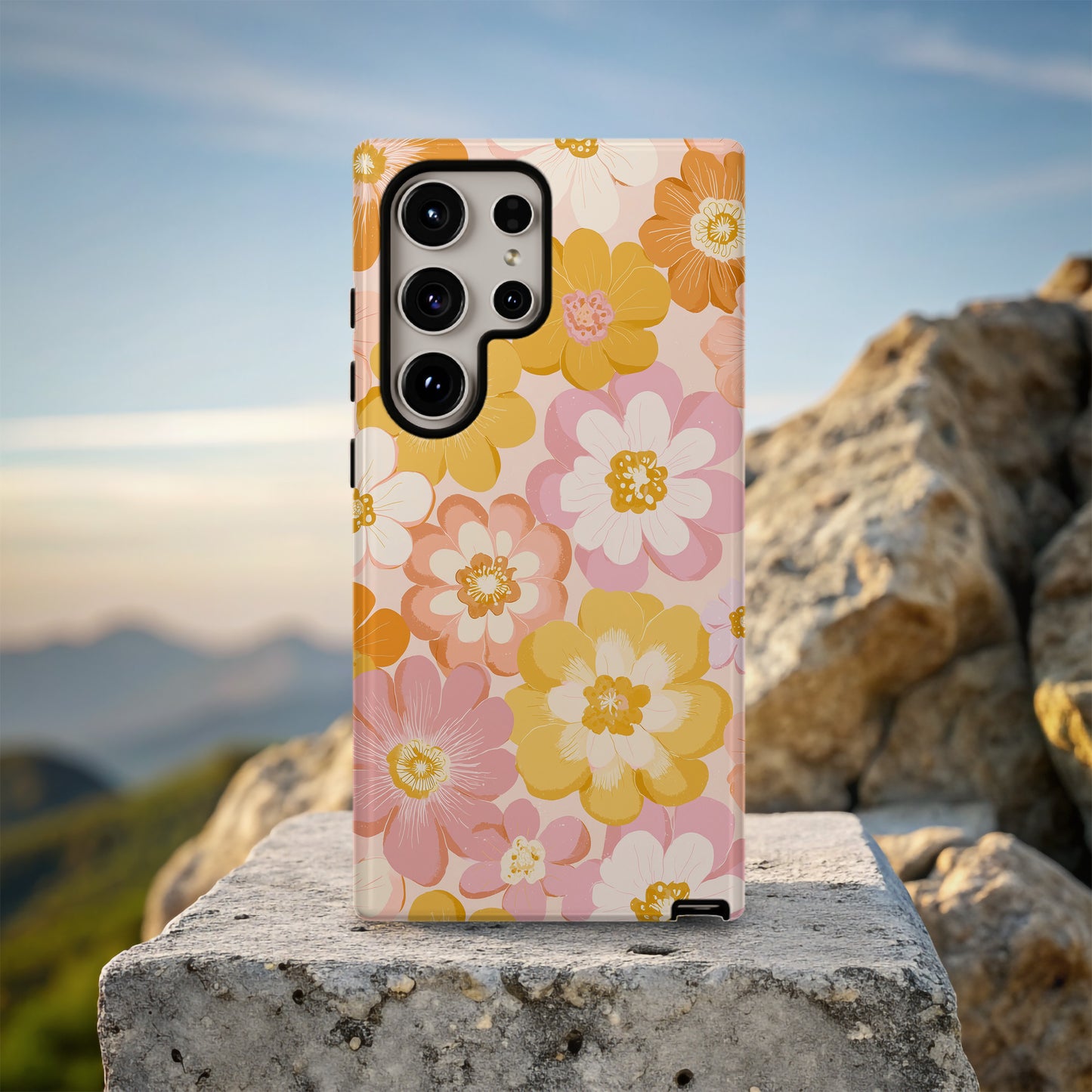 Golden Hour Blossom Protective Phone Case