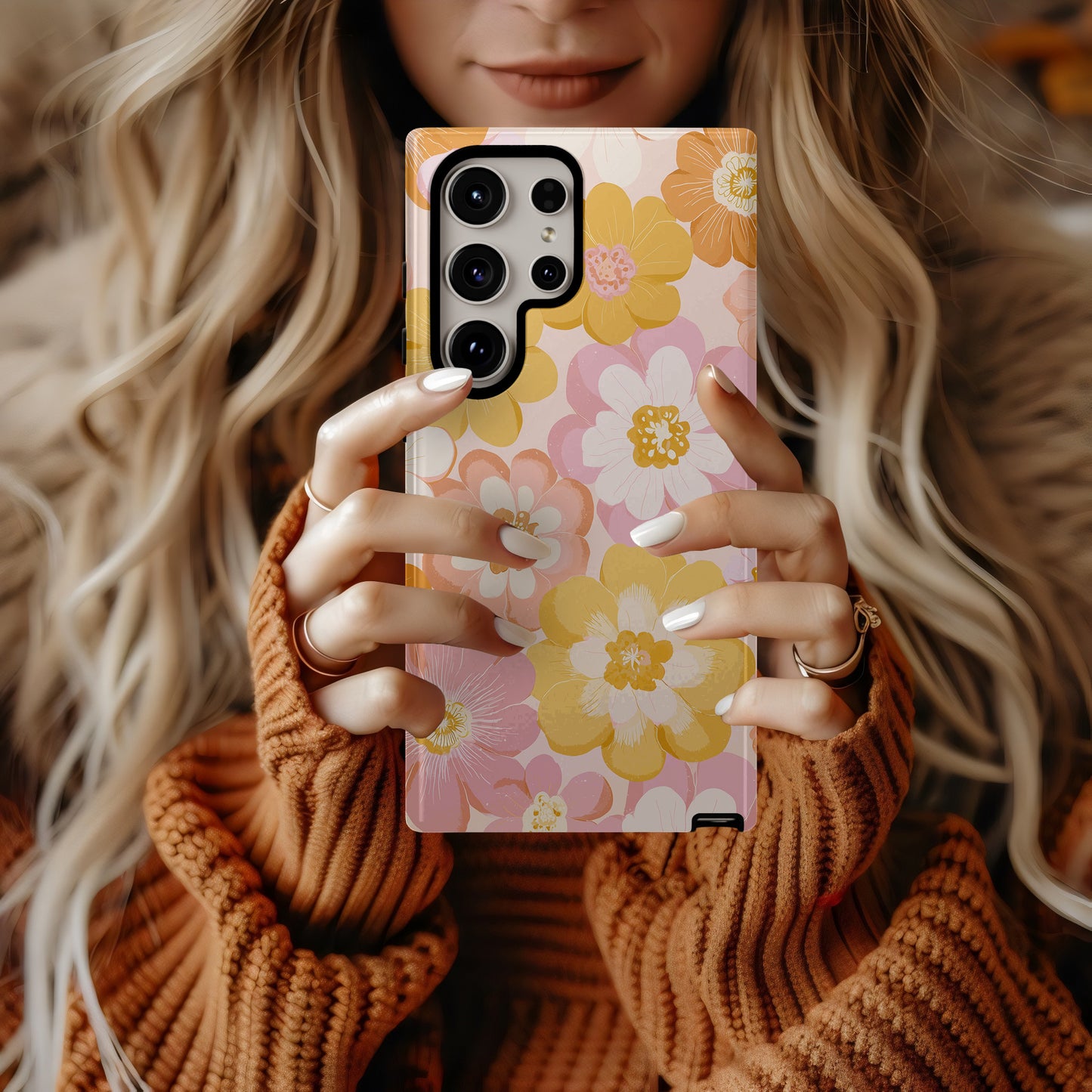 Golden Hour Blossom Protective Phone Case