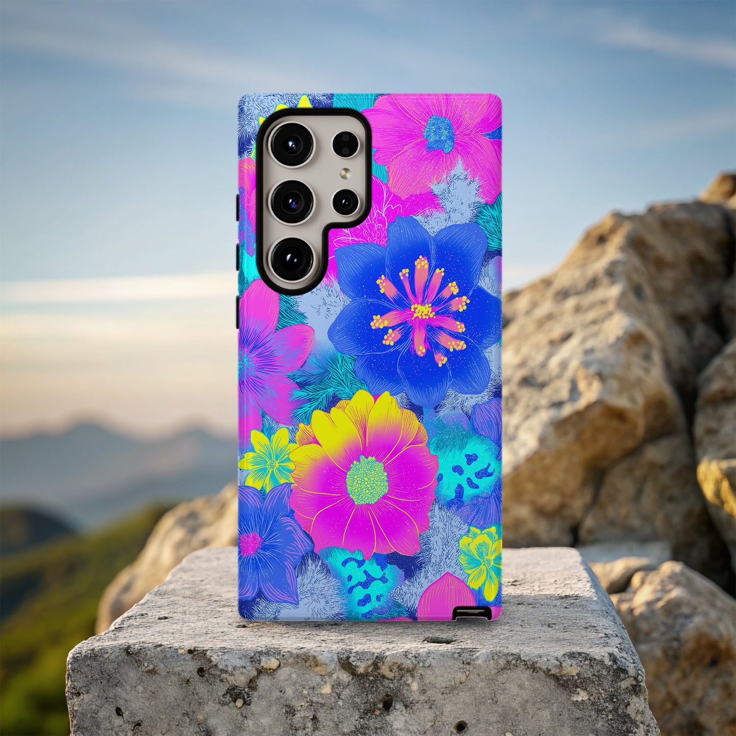 Electric Bloom Neon Protective Phone Case