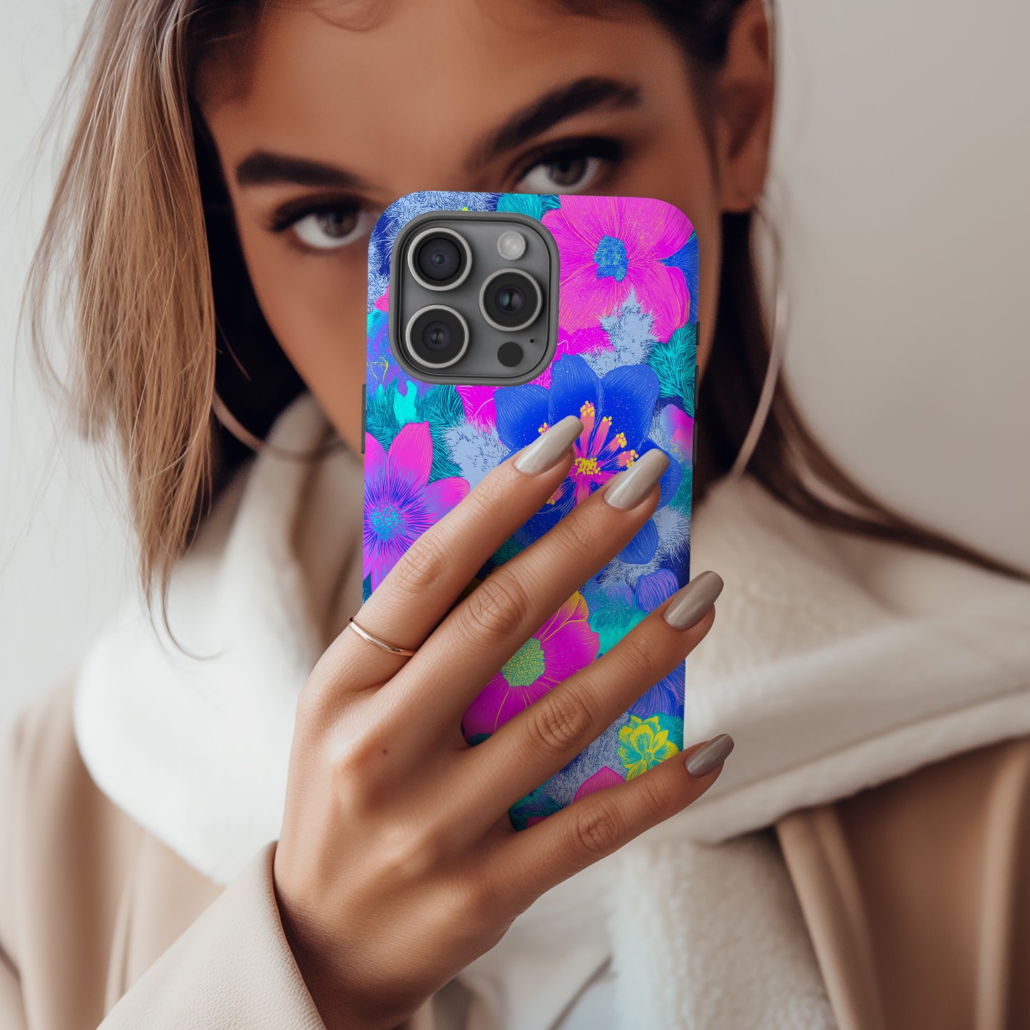 Electric Bloom Neon Protective Phone Case