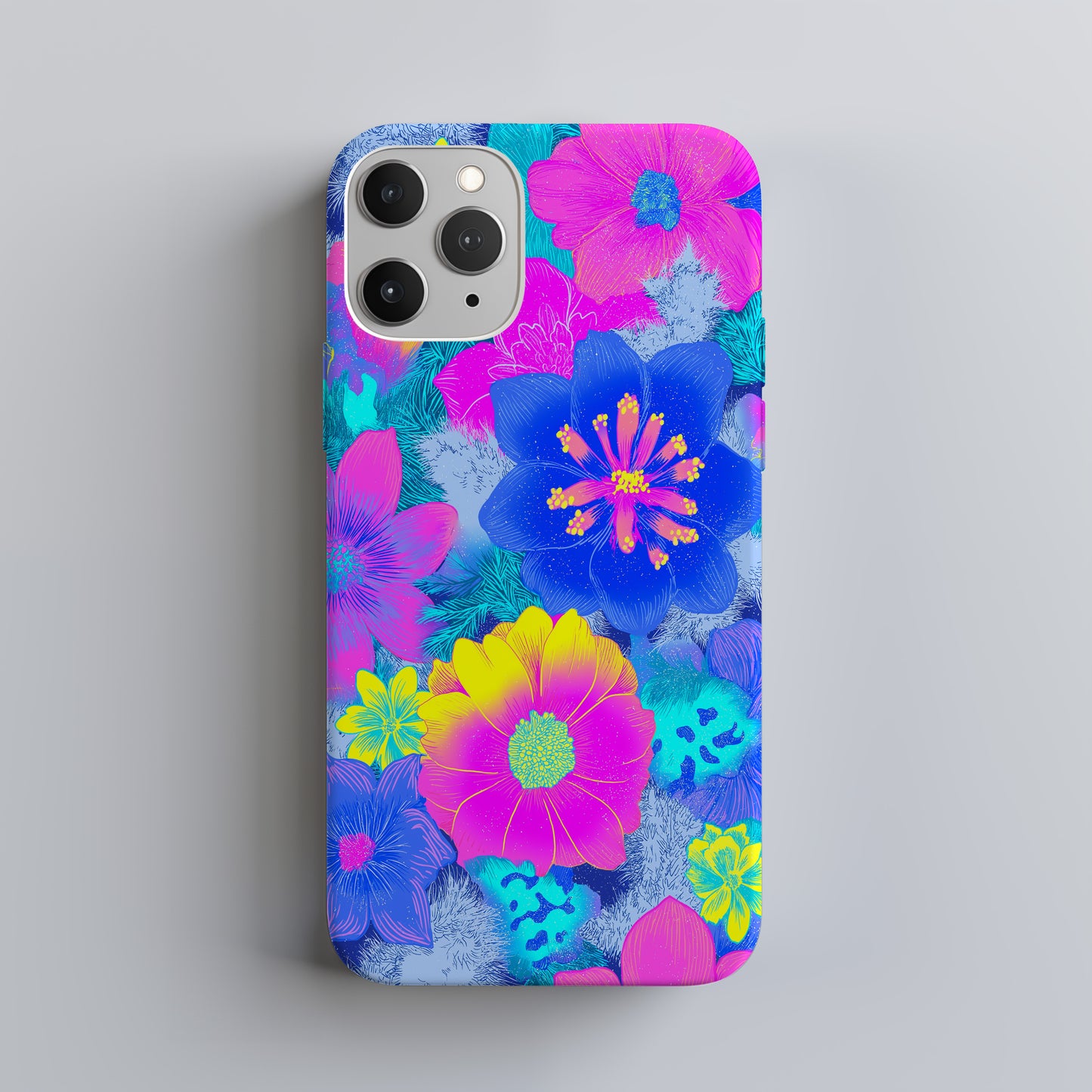 Electric Bloom Neon Protective Phone Case