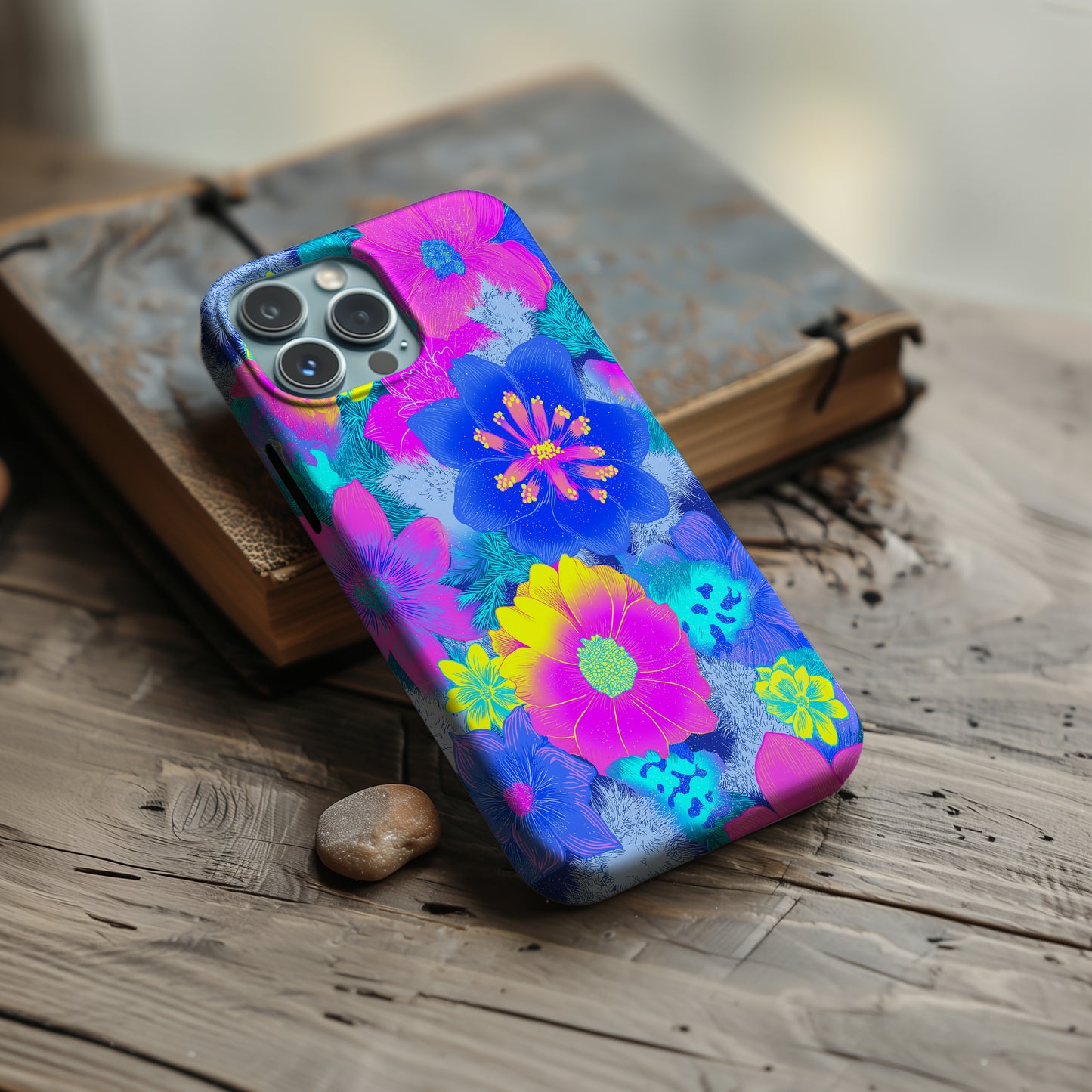 Electric Bloom Neon Protective Phone Case