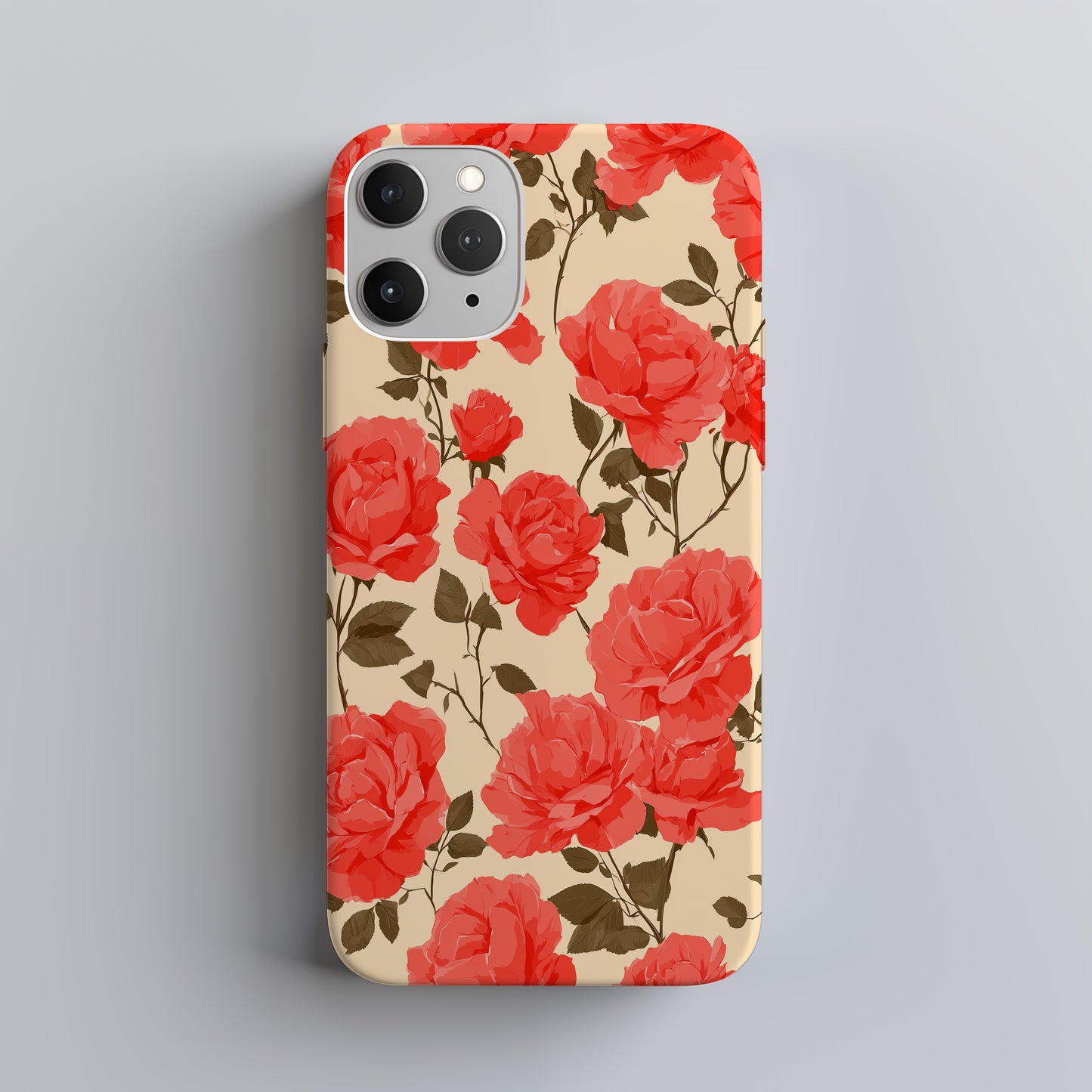 Vintage Rose Garden Phone Case – Elegant Red Floral Protective Case